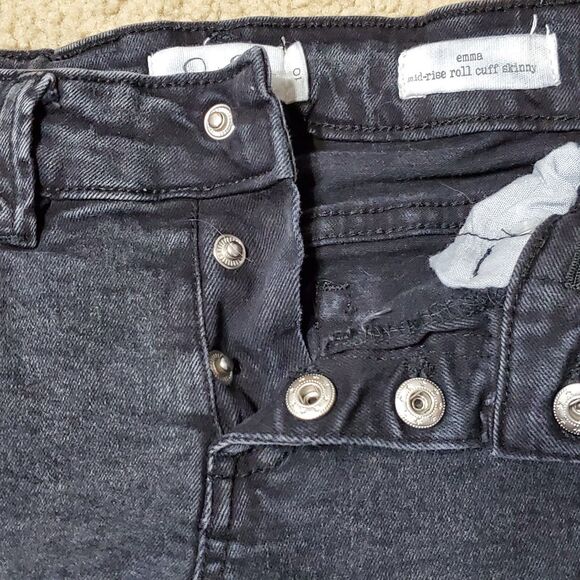 Jessica Simpson Girls Sz 10 Mid-Rise Emma Destructed Skinny Jeans Black Wash - Picture 5 of 12